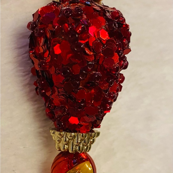 Christmas Ornaments Set of 6 Red Gold Glass Dangling Ornament EUC 🔥🔥 3 for $20 - Picture 2 of 6